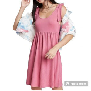 Wild Fable Pink Babydoll Mini Sundress Shoulder Tie Size Medium